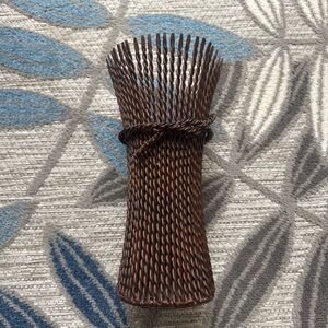 Rustic Metal Wheat Stalk Bundle Pillar Candle Holder 11” Tall‎